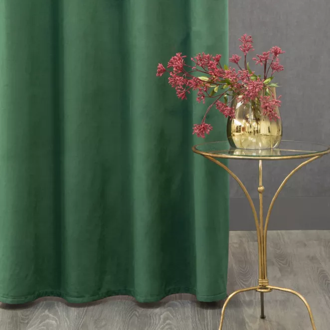 Komplet 2 szt. zasłon ciemnozielonych z welwetowej tkaniny 140x250 cm przelotki - DARLA
