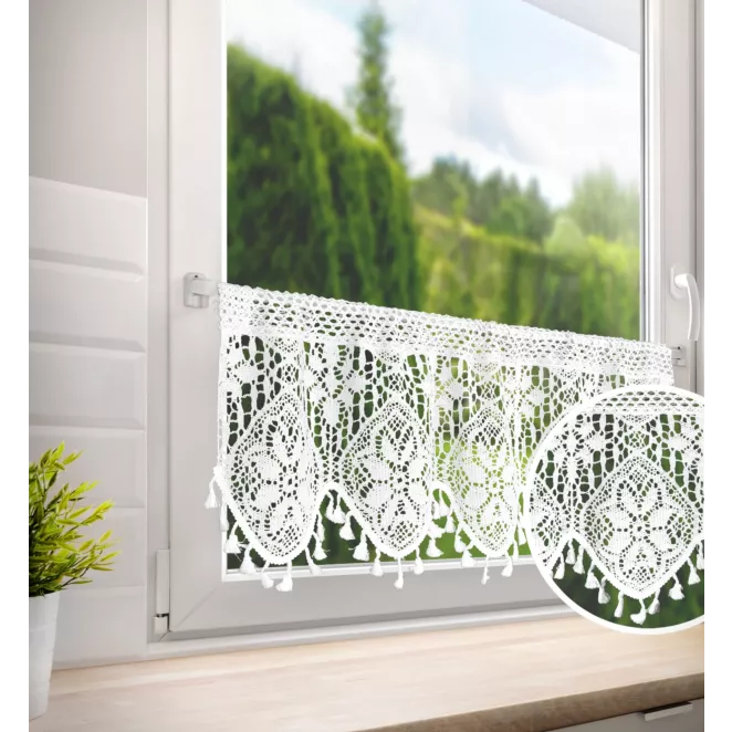 Zazdrostka biała ażurowa w stylu eko 150x30 cm tunel MOLY