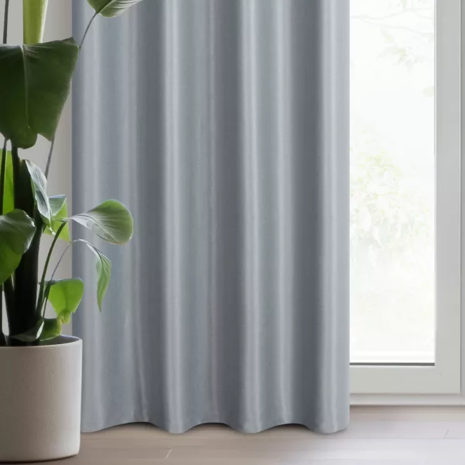 Zasłona szara z błyszczącą nicią z tkaniny zaciemniającej 140x250 cm przelotka - SELINA