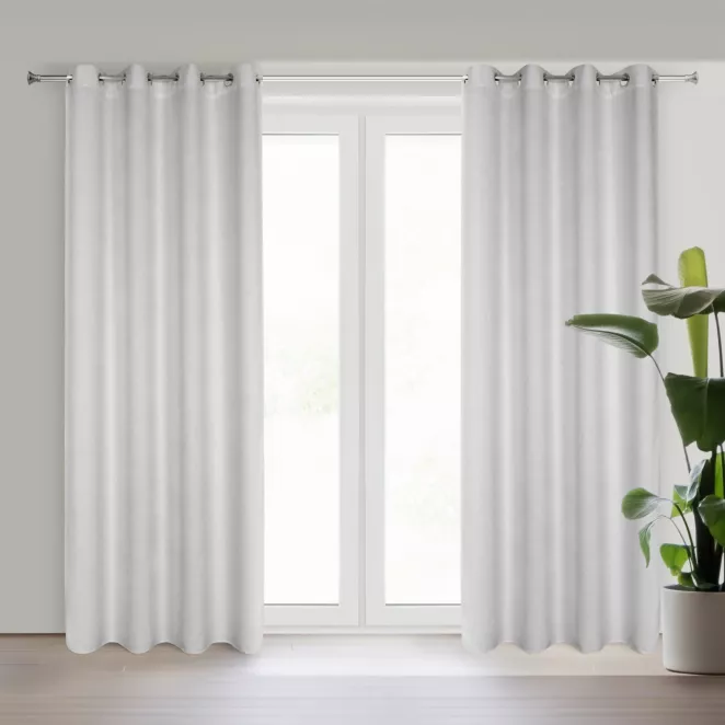 Zasłona srebrna z tkaniny szenilowej 135x250 przelotka - ALETA