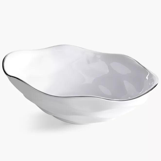 Misa dekoracyjna biało, srebrna 35x22x11 cm BONI