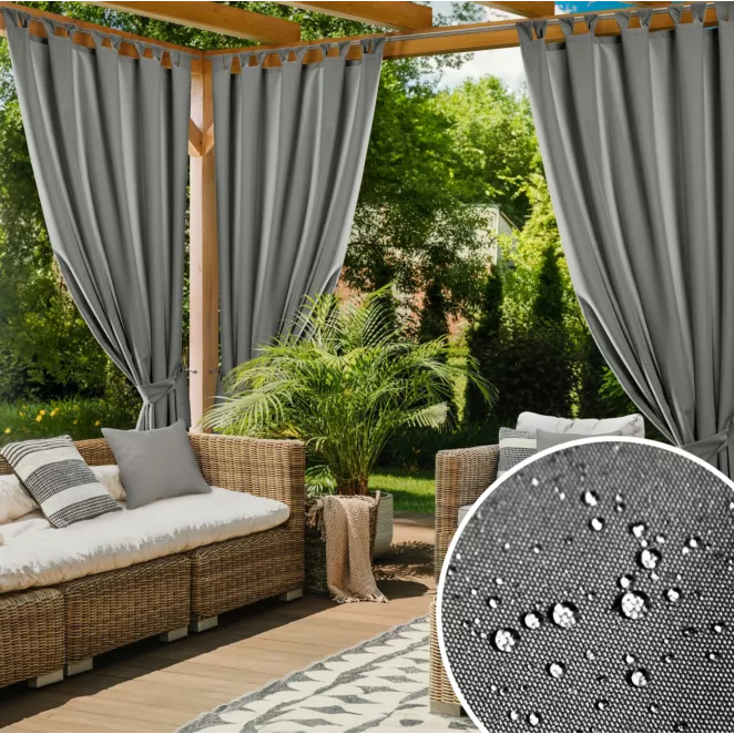 Zasłona stalowa z wodoodpornej tkaniny idealna do ogrodu i na taras 155x220 cm szelki/rzep GARDENIA