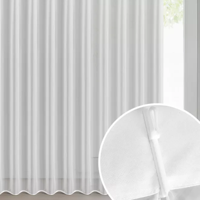 Firana biała z gładkiego woalu 230x270 cm (wymiar podany na gotowo) system flex - LUCY