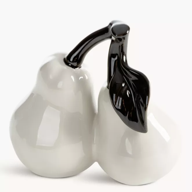 Figurka dekoracyjna kremowo, czarna gruszka 14x8x13 cm SIMON