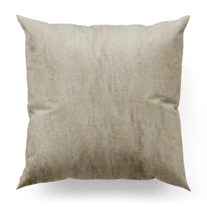 Poszewka szyta beżowa z tkaniny szenilowej z efektem przecierki