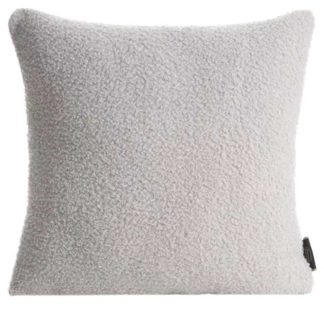 Poszewka na poduszkę 45x45 cm z miękkiej tkaniny barankowej srebrna BUKLA