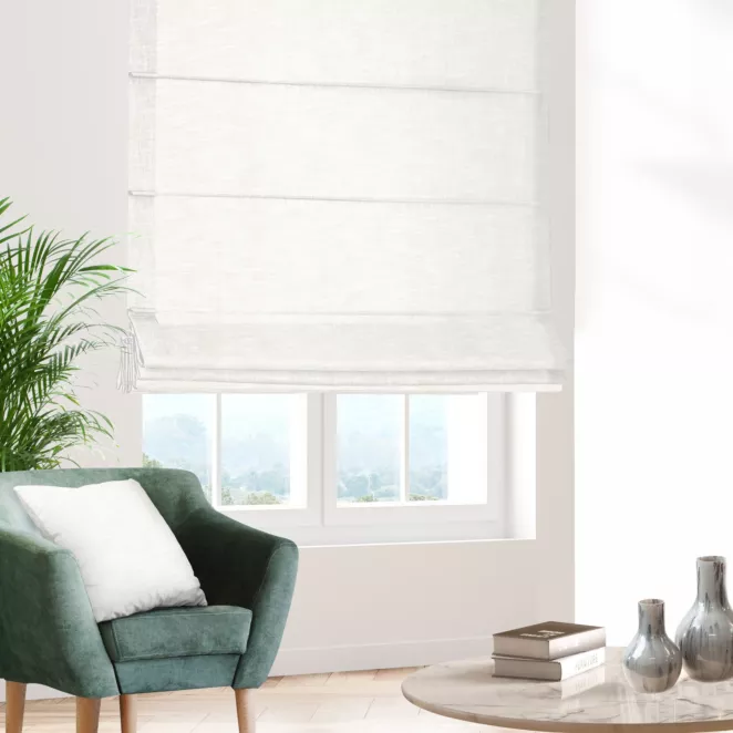 Roleta rzymska naturalna z tkaniny typu eko z widocznym splotem