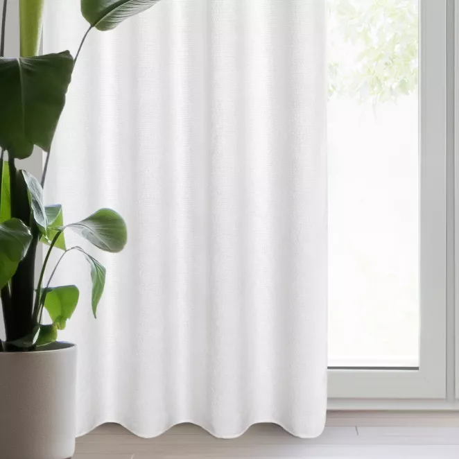 Zasłona biała z tkaniny szenilowej 135x250 przelotka - ALETA