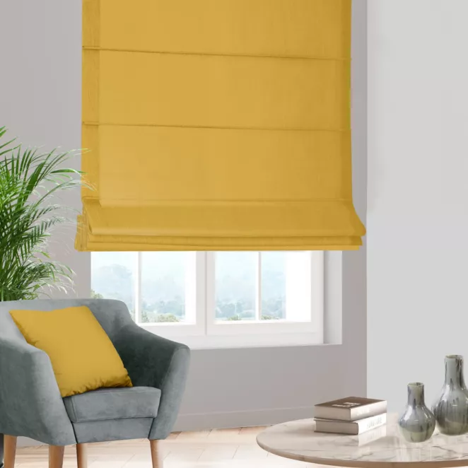 Roleta rzymska musztardowa z miękkiej tkaniny welwetowej