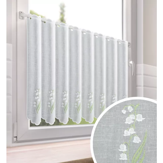 Tkanina firanowa zazdrostka zdobiona haftem wiosennym