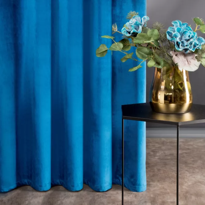 Zasłona granatowa z aksamitnego błyszczącego welwetu 140x270 cm taśma - LUCCA