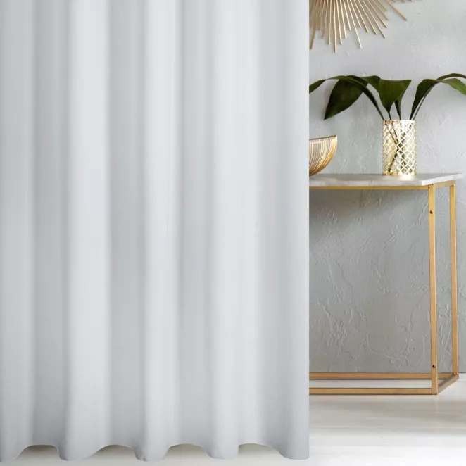 Firana szyta na taśmie 5 cm biała z delikatnej tkaniny z bambusową nicią, antybakteryjna i ekologiczna.