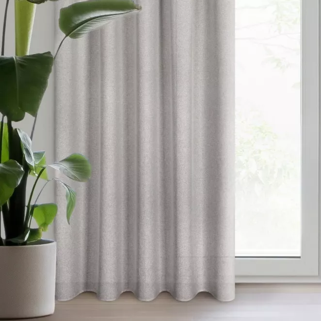 Zasłona ciemnobeżowa w stylu eko 140x270 taśma ERIS