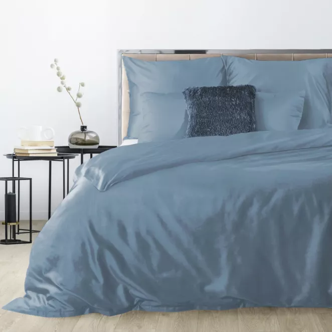 Pościel 160x200 cm gładka z satyny bawełnianej kolor niebieski DINA Diva Line