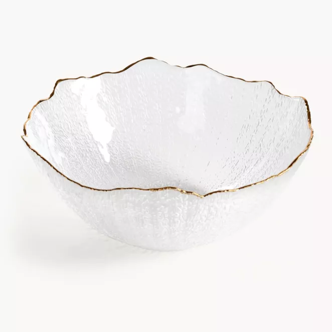 Misa szklana biało, złota o ozdobnym tłoczonym wzorze 25x11 cm DAISY