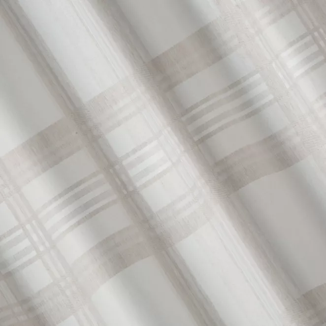 H204/6 Zasłona szyta na taśmie 5 cm kremowo beżowa dwustronna, z wzorem w kratę