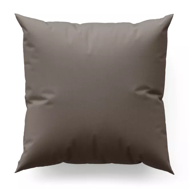 Poszewka szyta jasnobrązowa z gładkiej tkaniny zaciemniającej typu dimout wykończona obciążnikiem