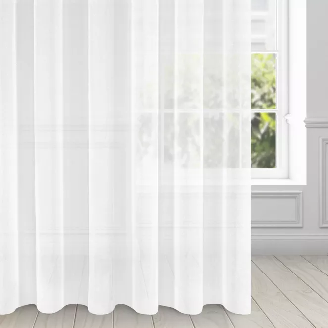 Firana biała z połyskującej siateczki z moherową nicią 350x250 cm przelotka AMARO