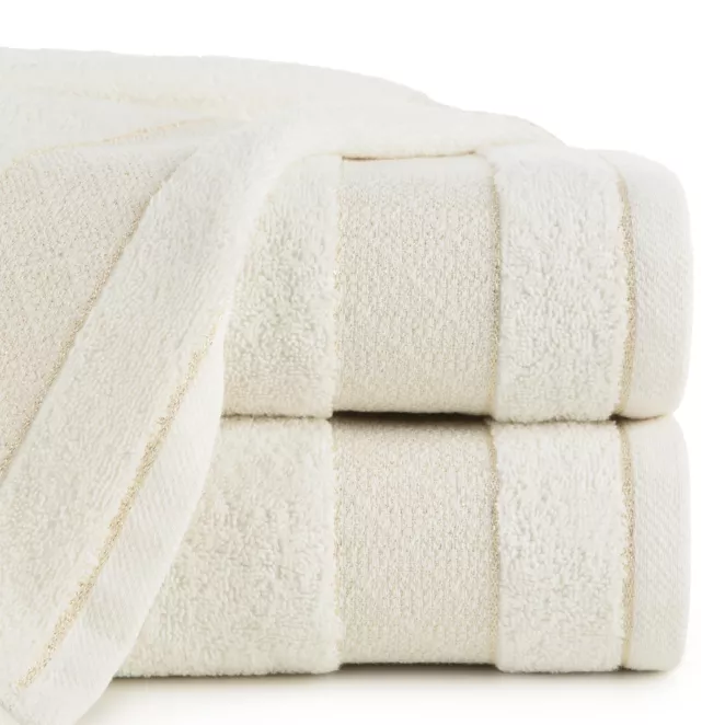 Ręcznik do rąk 30x50 cm bawełniany kolor kremowy z ozdobną bordiurą 500 g/m2 NESSY