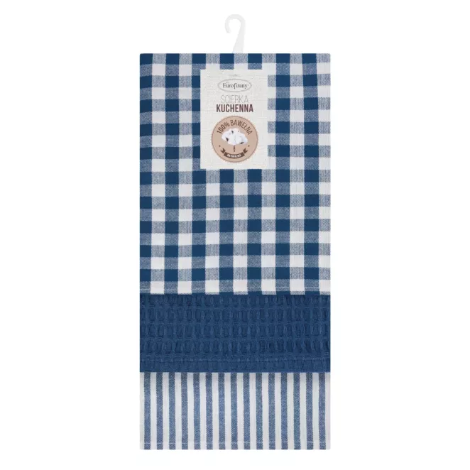 Komplet ściereczek kuchennych  3szt 50x75 cm bawełniany kolor biały,granatowy 200 g/m2  LUCY