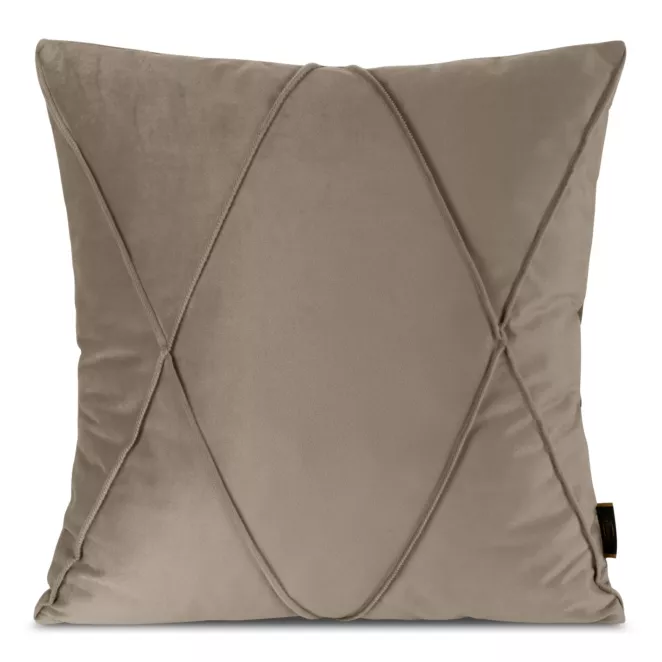 Poszewka na poduszkę 45x45 cm welwetowa beżowa z geometrycznym przeszywanym wzorem NALA 1 Eurofirany Premium