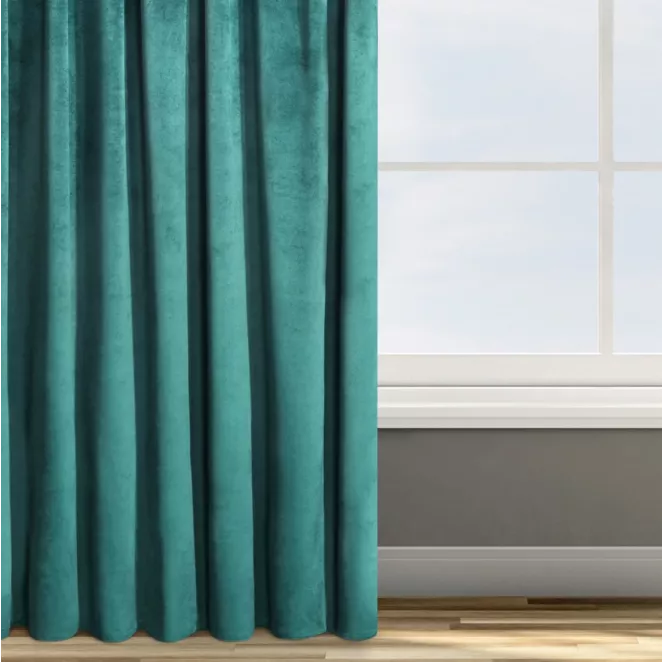 Zasłona welwetowa ciemnoturkusowa 140x270 cm taśma - ROSA - Design 91