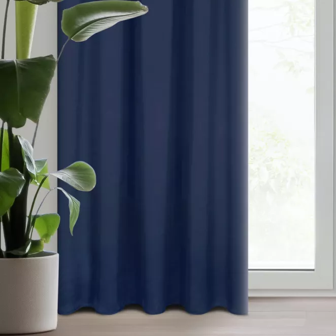 Zasłona granatowa zaciemniająca gładka półmatowa 135x270 cm taśma - LOGAN