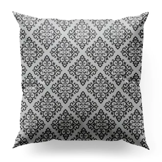 Poszewka szyta biało czarna z miękkiej tkaniny z nadrukiem w małe ornamenty