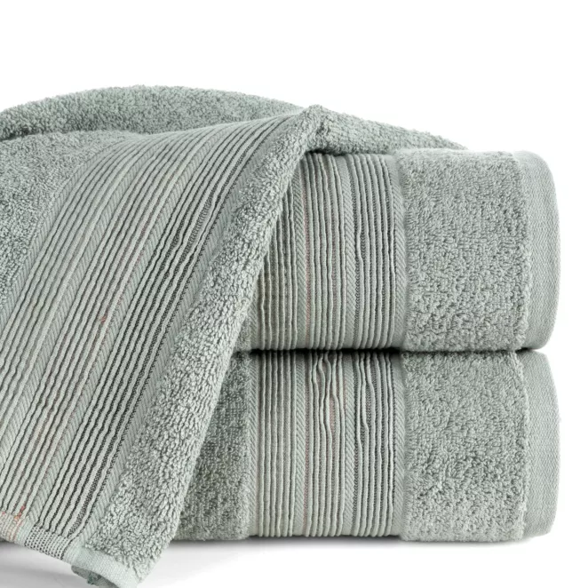 Ręcznik do rąk 30x50 cm bawełniany kolor miętowy w poziome paseczki 500 g/m2 VERANO