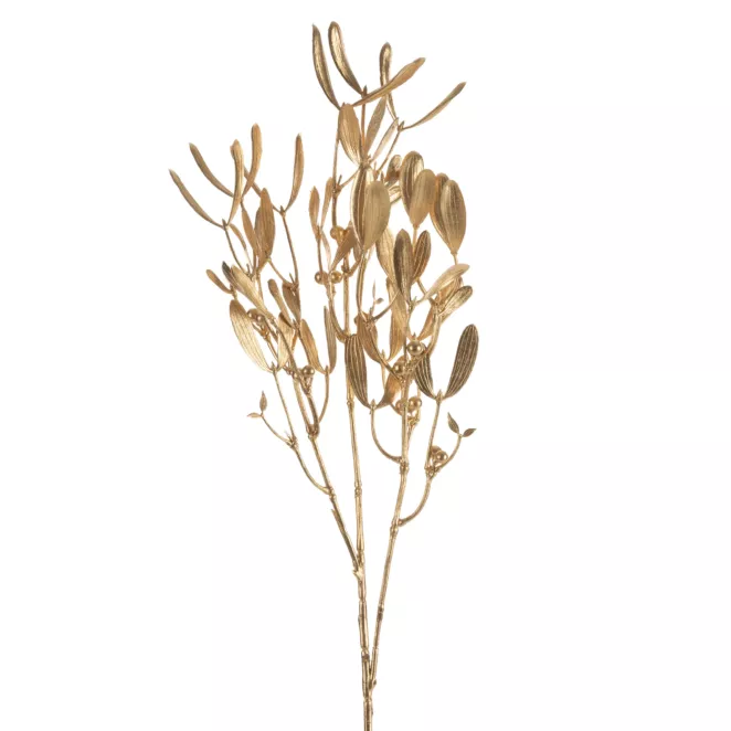 Gałązka świąteczna JEMIOŁA ze złotymi listeczkami