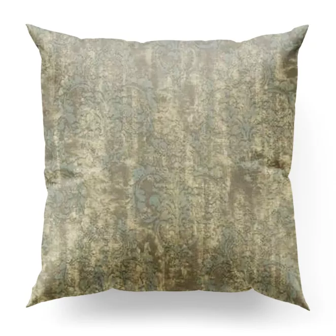 Poszewka szyta RICCA złoto popielata nowoczesna z wypukłym wzorem ornamentowym i połyskiem