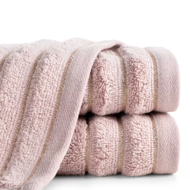 Ręcznik kąpielowy 30x50 cm bawełniany kolor pudrowy z błyszczącą bordiurą 500 g/m2 NADINE
