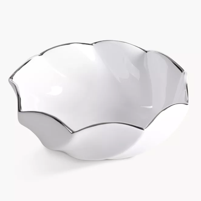 Misa dekoracyjna biało, srebrna 25x10 cm MELIA