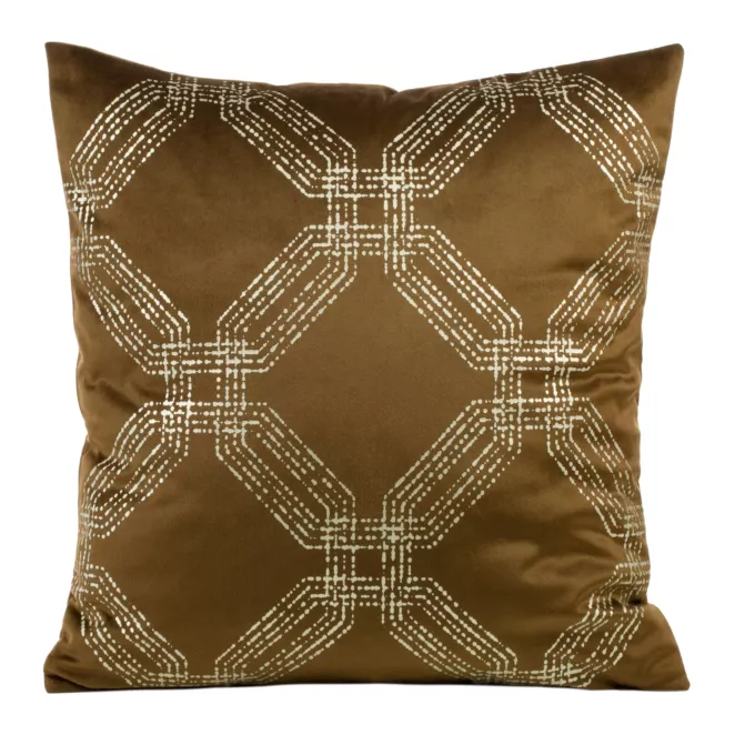 Poszewka na poduszkę 45x45 cm welwetowa kolor brązowy z błyszczącym nadrukiem BLINK 30