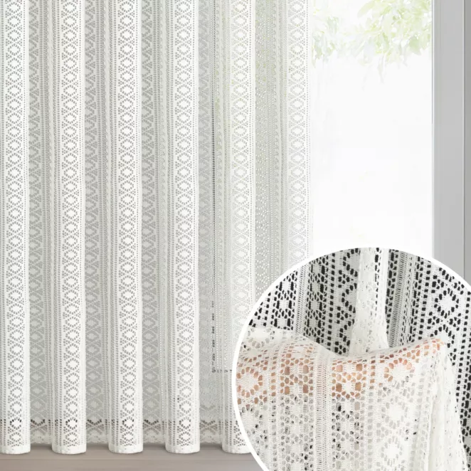 Firana biała w stylu boho 140x250 cm taśma - LILIANA