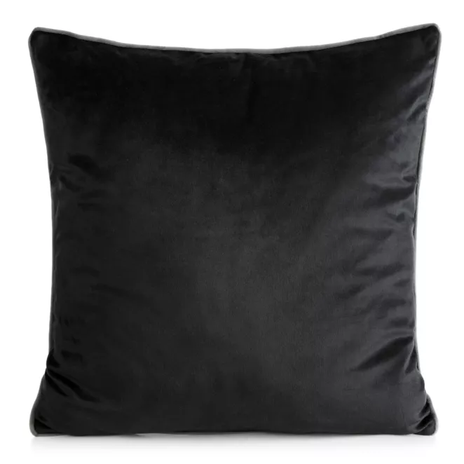Poszewka na poduszkę 60x60 cm welwetowa kolor czarny o delikatnym połysku z ozdobną lamówką GAJA 2