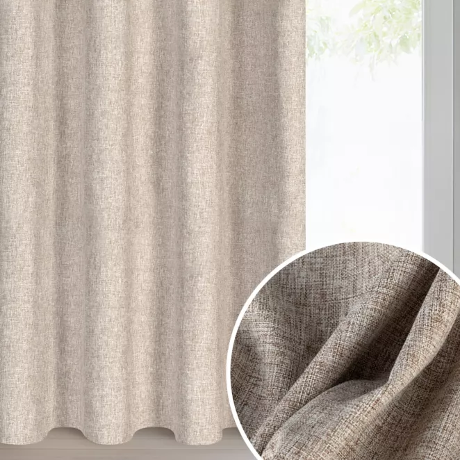 Zasłona beżowa z matowej tkaniny z efektem melanżu 140x250 cm przelotka - ADELINA