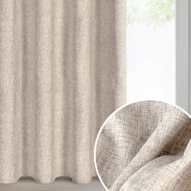 Zasłona beżowa z matowej tkaniny z efektem melanżu 140x250 cm przelotka - ADELINA
