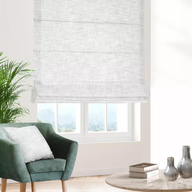 Roleta rzymska biała z grubszej etaminy, matowa