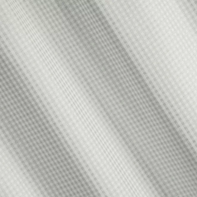 L79/8 Zasłona szyta na taśmie 5 cm FLAVIO srebrna z dwustronnej tkaniny, deseń w krateczkę z dodatkiem srebrnej nici