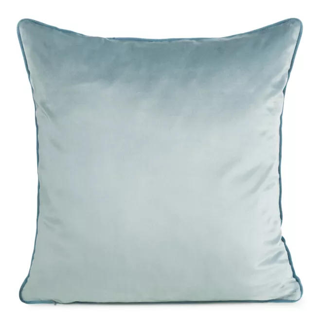 Poszewka na poduszkę 60x60 cm welwetowa kolor morski o delikatnym połysku z ozdobną lamówką GAJA 2