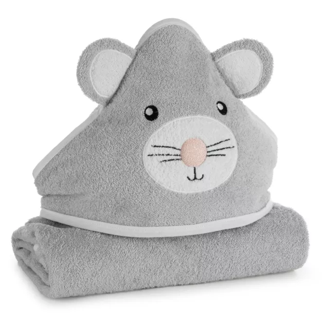 Ręcznik kąpielowy dziecięcy 100x100 cm bawełniany kolor srebrny 350g/m2 z kapturem BABY 71