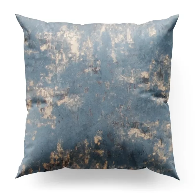 Poszewka szyta ciemnoniebiesko złota z grubej, matowej tkaniny welwetowej z połyskliwym nadrukiem Italissima Eva Minge