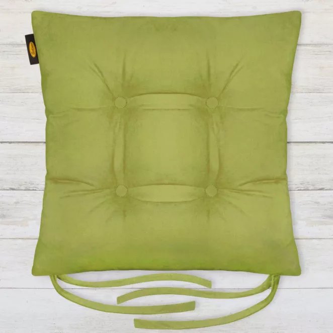 Poduszka na krzesło dwustronna 40 x 40 x 8 cm welurowa jasnozielona ADORE