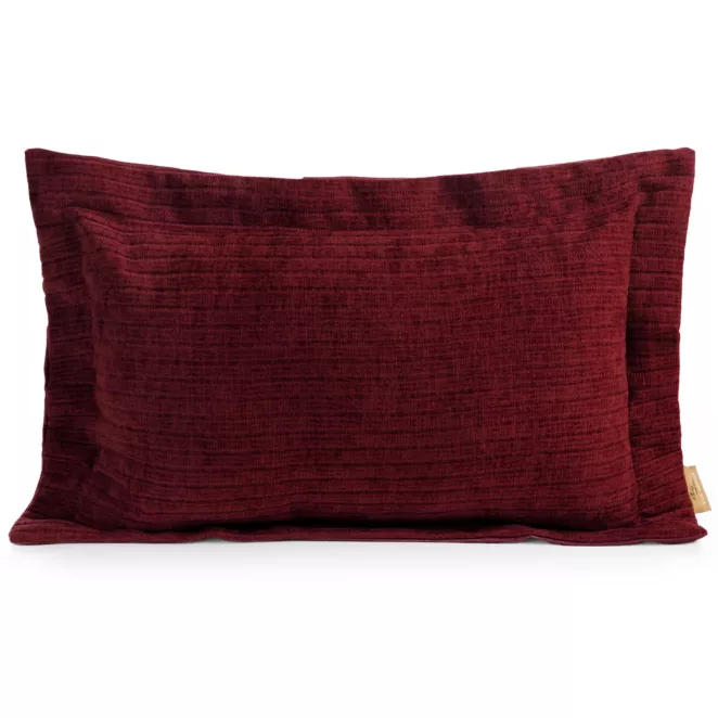 Poszewka na poduszkę  40x60 cm z szenilowej tkaniny bordowa o widocznym ozdobnym splocie Eva Minge Elegan