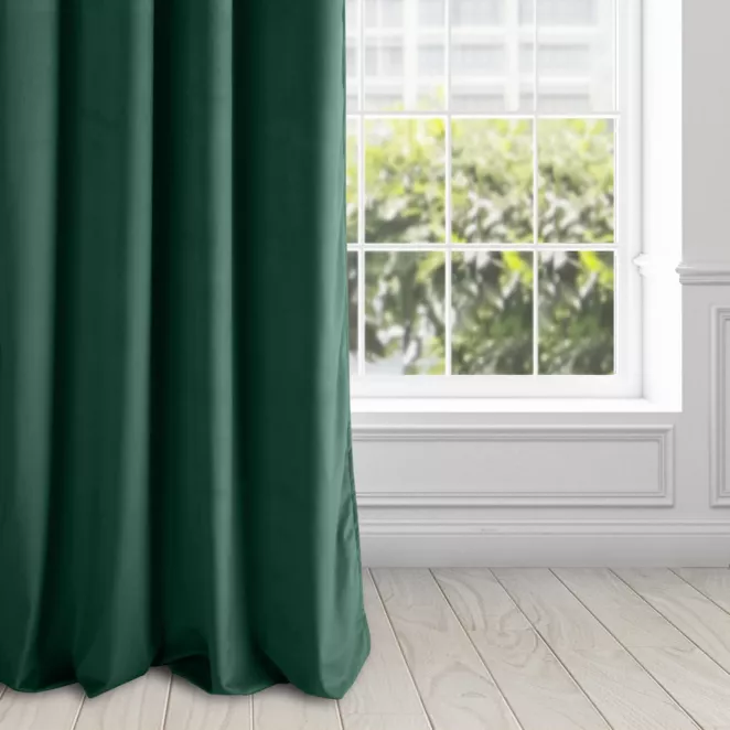 Zasłona butelkowa zieleń z matowego welwetu 140x250 cm przelotka - MELANIE