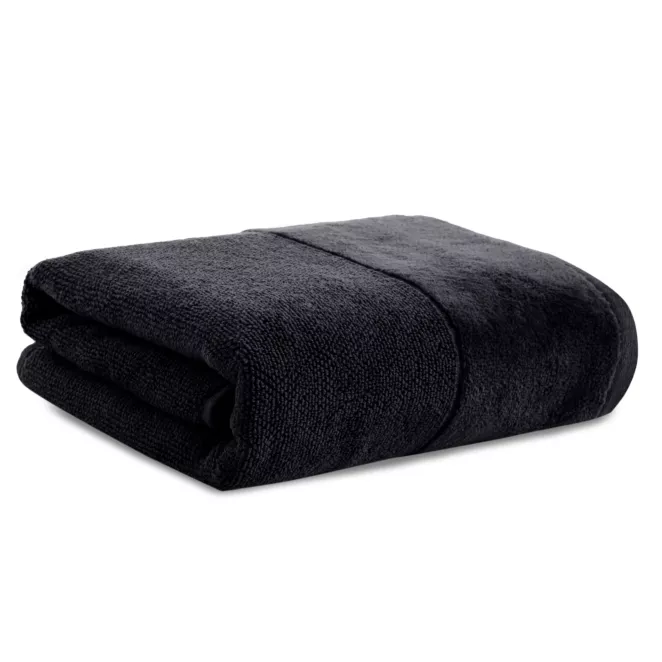 Ręcznik kąpielowy 70x140 cm bawełniany kolor czarny zdobiony welwetową bordiurą 500 g/m2 FERO