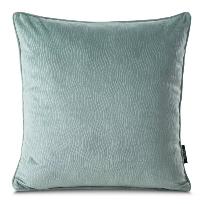 Poszewka na poduszkę 40x40 cm z miękkiego welwetu niebieska z falującym wytłaczanym wzorem LILI