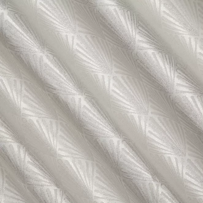 P256/7 Zasłona szyta na taśmie 5 cm kremowa z tkaniny, z geometrycznym wzorem, z dodatkiem połyskującej nici