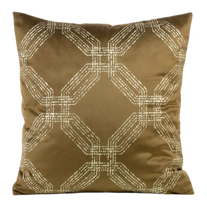 Poszewka na poduszkę 45x45 cm welwetowa kolor miodowy z błyszczącym nadrukiem BLINK 30